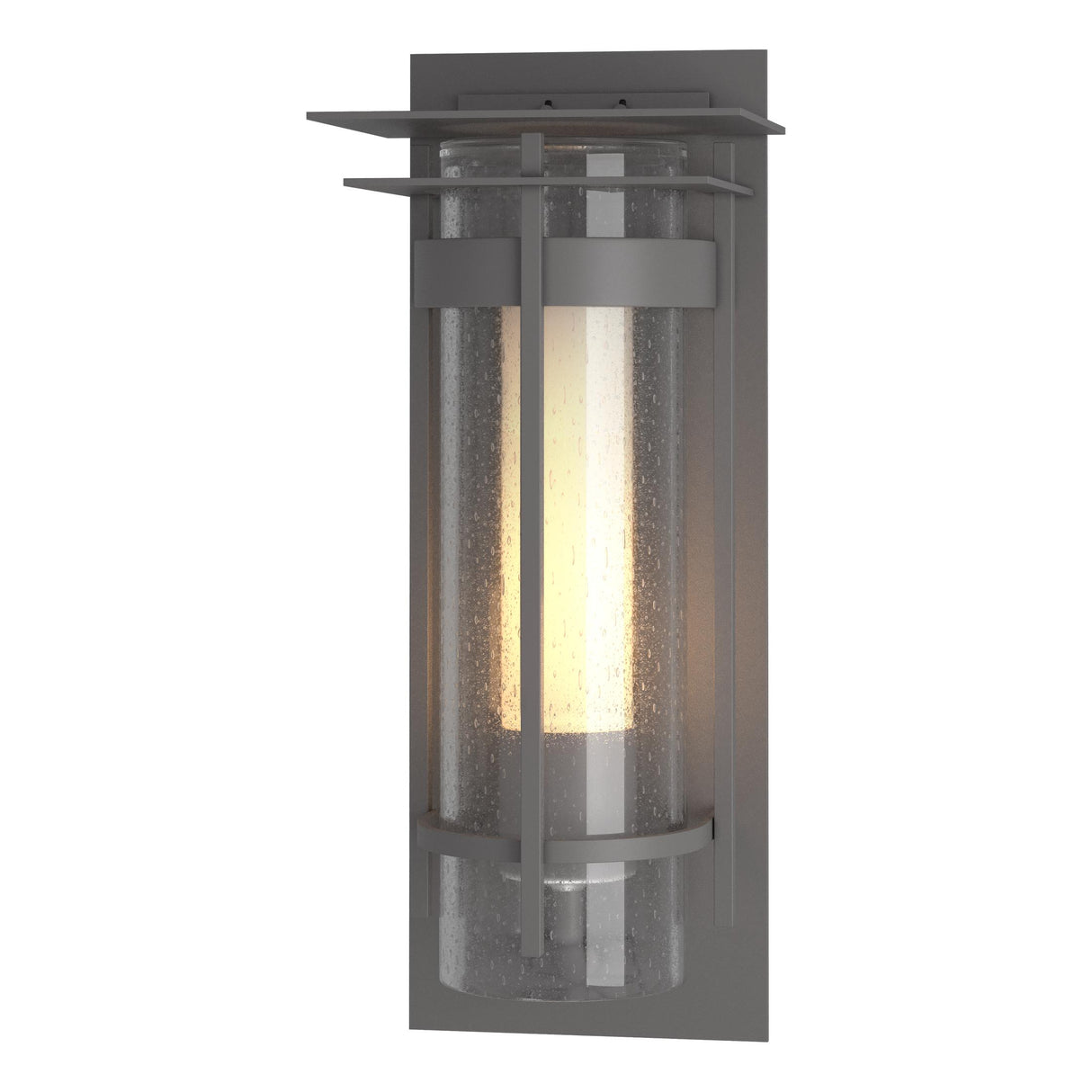 Hubbardton Forge 2020 Coastal Burnished Steel Seeded Glass with Opal Diffuser (ZS) Torch Small Outdoor Sconce with Top Plate