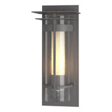 Hubbardton Forge 2020 Coastal Burnished Steel Seeded Glass with Opal Diffuser (ZS) Torch Small Outdoor Sconce with Top Plate