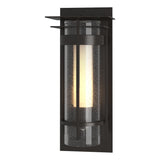 Hubbardton Forge 2020 Coastal Oil Rubbed Bronze Seeded Glass with Opal Diffuser (ZS) Torch Small Outdoor Sconce with Top Plate