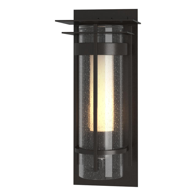 Hubbardton Forge 2020 Coastal Oil Rubbed Bronze Seeded Glass with Opal Diffuser (ZS) Torch Small Outdoor Sconce with Top Plate