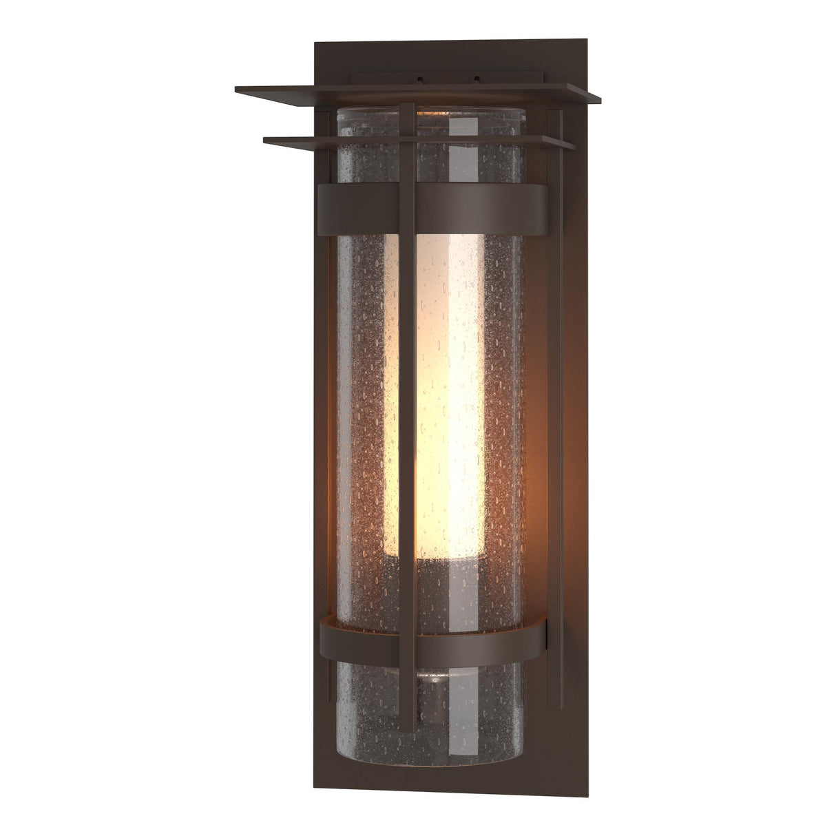 Hubbardton Forge 2019 Coastal Bronze Seeded Glass with Opal Diffuser (ZS) Torch with Top Plate Outdoor Sconce