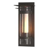 Hubbardton Forge 2019 Coastal Dark Smoke Seeded Glass with Opal Diffuser (ZS) Torch with Top Plate Outdoor Sconce