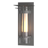 Hubbardton Forge 2019 Coastal Burnished Steel Seeded Glass with Opal Diffuser (ZS) Torch with Top Plate Outdoor Sconce