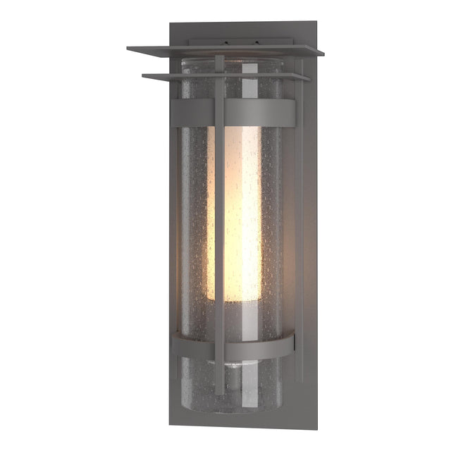 Hubbardton Forge 2019 Coastal Burnished Steel Seeded Glass with Opal Diffuser (ZS) Torch with Top Plate Outdoor Sconce