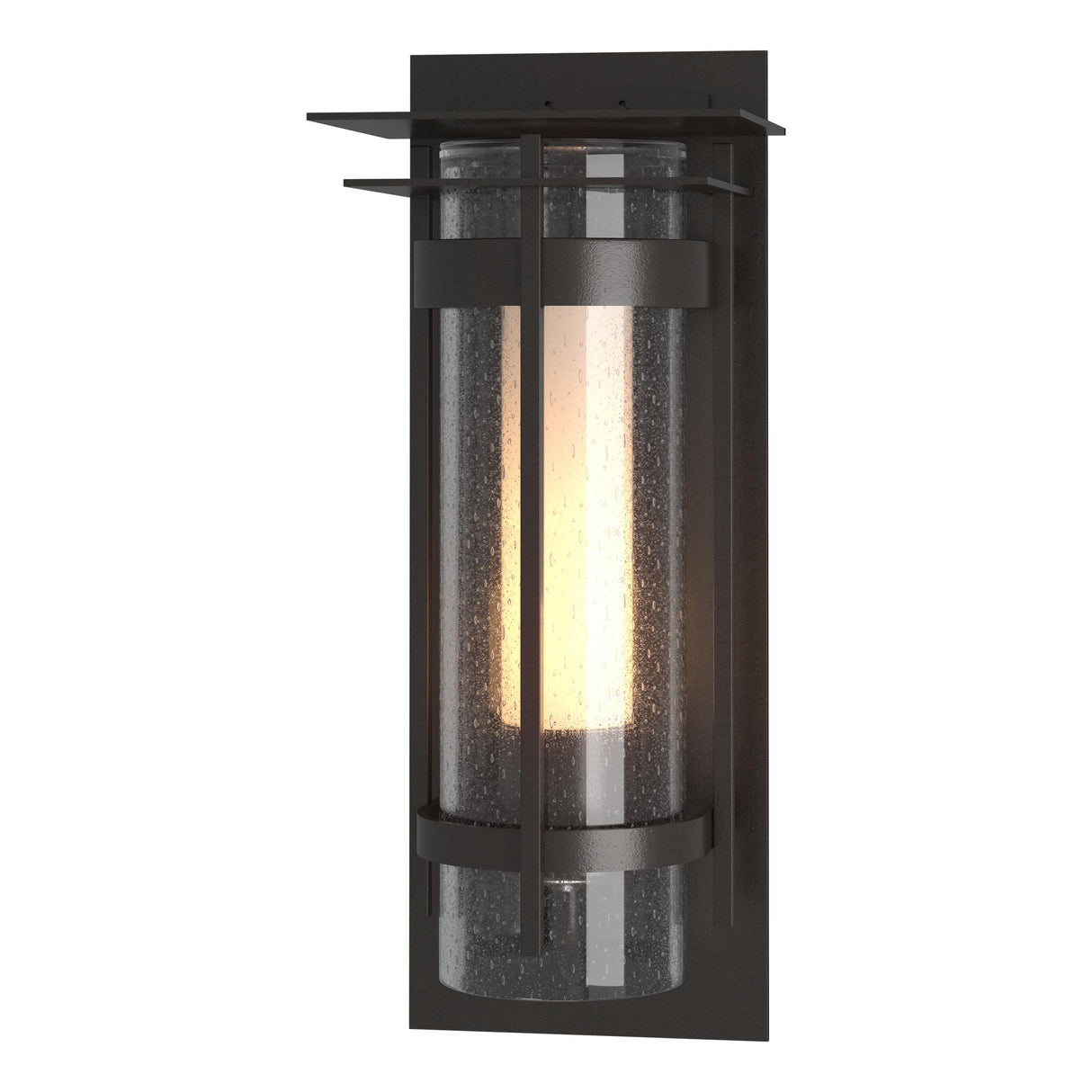 Hubbardton Forge 2019 Coastal Oil Rubbed Bronze Seeded Glass with Opal Diffuser (ZS) Torch with Top Plate Outdoor Sconce