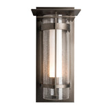 Hubbardton Forge 2019 Coastal Dark Smoke Seeded Glass with Opal Diffuser (ZS) Torch with Top Plate Large Outdoor Sconce