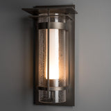 Hubbardton Forge 2019 Coastal Dark Smoke Seeded Glass with Opal Diffuser (ZS) Torch with Top Plate Large Outdoor Sconce