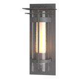 Hubbardton Forge 2019 Coastal Burnished Steel Seeded Glass with Opal Diffuser (ZS) Torch with Top Plate Large Outdoor Sconce