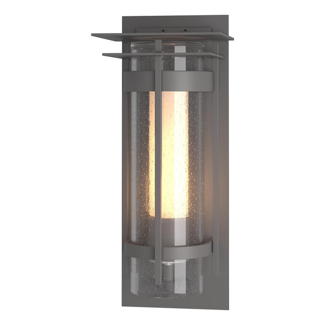 Hubbardton Forge 2019 Coastal Burnished Steel Seeded Glass with Opal Diffuser (ZS) Torch with Top Plate Large Outdoor Sconce