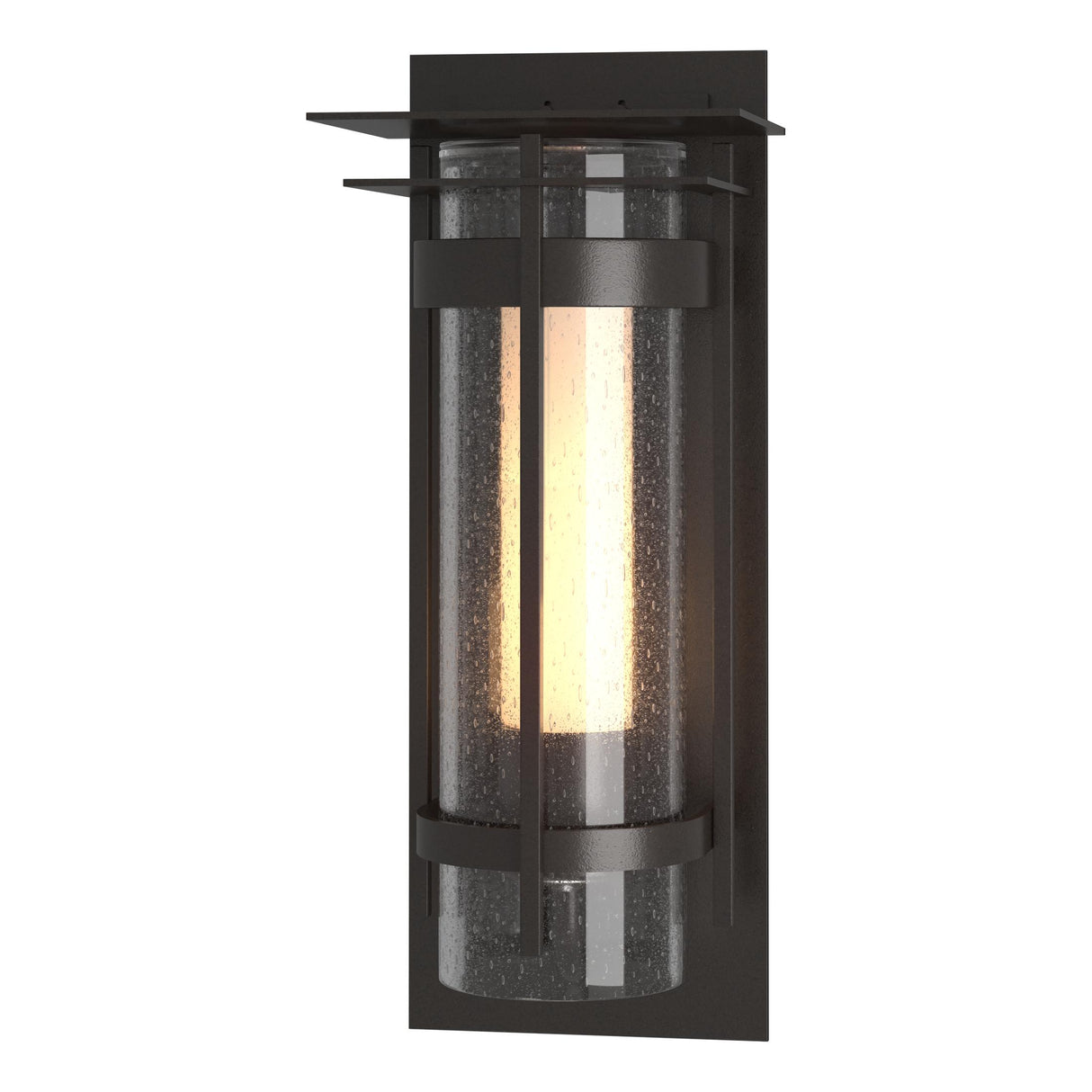 Hubbardton Forge 2019 Coastal Oil Rubbed Bronze Seeded Glass with Opal Diffuser (ZS) Torch with Top Plate Large Outdoor Sconce