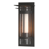 Hubbardton Forge 2020 Coastal Natural Iron Seeded Glass with Opal Diffuser (ZS) Torch XL Outdoor Sconce with Top Plate