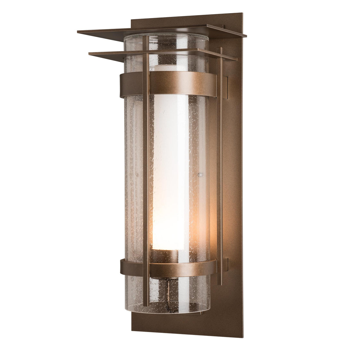 Hubbardton Forge 2020 Coastal Bronze Seeded Glass with Opal Diffuser (ZS) Torch XL Outdoor Sconce with Top Plate