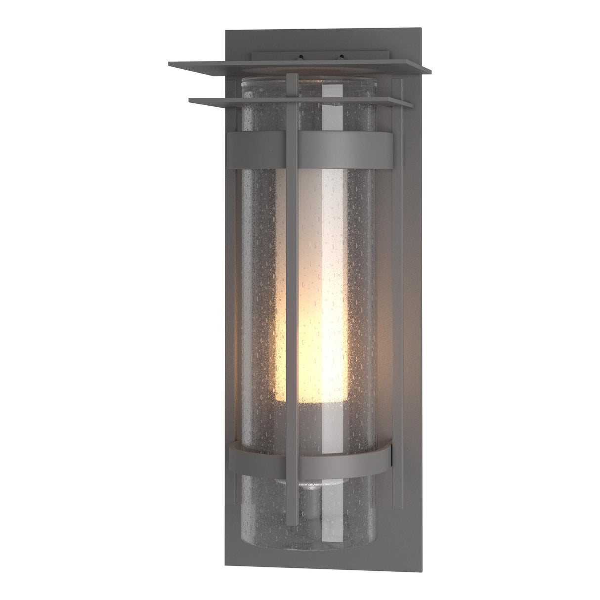 Hubbardton Forge 2020 Coastal Burnished Steel Seeded Glass with Opal Diffuser (ZS) Torch XL Outdoor Sconce with Top Plate