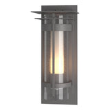 Hubbardton Forge 2020 Coastal Burnished Steel Seeded Glass with Opal Diffuser (ZS) Torch XL Outdoor Sconce with Top Plate