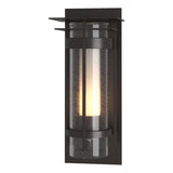 Hubbardton Forge 2020 Coastal Oil Rubbed Bronze Seeded Glass with Opal Diffuser (ZS) Torch XL Outdoor Sconce with Top Plate