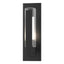 Hubbardton Forge 2020 Coastal Black Clear Glass with Opal Diffuser (ZU) Vertical Bar Fluted Glass Small Outdoor Sconce