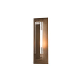 Hubbardton Forge 2020 Coastal Bronze Clear Glass with Opal Diffuser (ZU) Vertical Bar Fluted Glass Small Outdoor Sconce