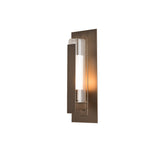 Hubbardton Forge 2020 Coastal Bronze Clear Glass with Opal Diffuser (ZU) Vertical Bar Fluted Glass Small Outdoor Sconce