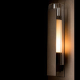 Hubbardton Forge 2020 Coastal Bronze Clear Glass with Opal Diffuser (ZU) Vertical Bar Fluted Glass Small Outdoor Sconce
