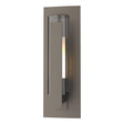 Hubbardton Forge 2020 Coastal Dark Smoke Clear Glass with Opal Diffuser (ZU) Vertical Bar Fluted Glass Small Outdoor Sconce