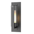 Hubbardton Forge 2020 Coastal Black Clear Glass with Opal Diffuser (ZU) Vertical Bar Fluted Glass Medium Outdoor Sconce