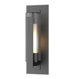 Hubbardton Forge 2020 Coastal Black Clear Glass with Opal Diffuser (ZU) Vertical Bar Fluted Glass Medium Outdoor Sconce