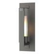 Hubbardton Forge 2020 Coastal Natural Iron Clear Glass with Opal Diffuser (ZU) Vertical Bar Fluted Glass Medium Outdoor Sconce