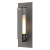 Hubbardton Forge 2020 Coastal Natural Iron Clear Glass with Opal Diffuser (ZU) Vertical Bar Fluted Glass Medium Outdoor Sconce