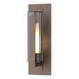 Hubbardton Forge 2020 Coastal Bronze Clear Glass with Opal Diffuser (ZU) Vertical Bar Fluted Glass Medium Outdoor Sconce