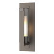Hubbardton Forge 2020 Coastal Dark Smoke Clear Glass with Opal Diffuser (ZU) Vertical Bar Fluted Glass Medium Outdoor Sconce