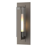 Hubbardton Forge 2020 Coastal Dark Smoke Clear Glass with Opal Diffuser (ZU) Vertical Bar Fluted Glass Medium Outdoor Sconce