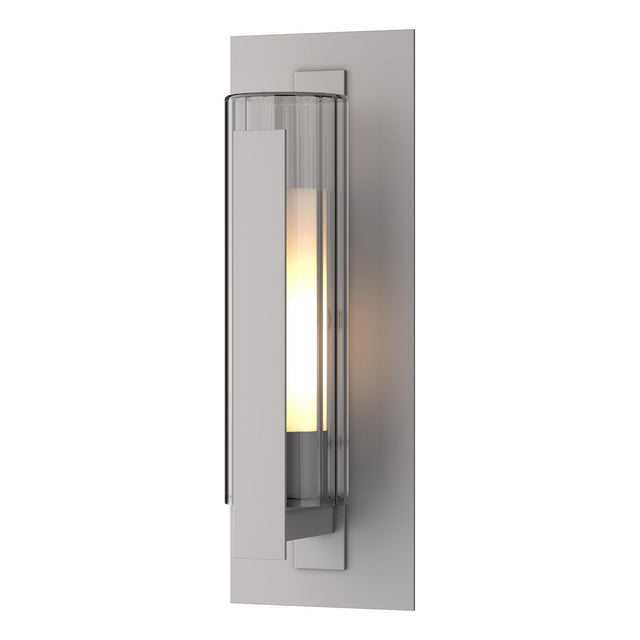 Hubbardton Forge 2020 Coastal Burnished Steel Clear Glass with Opal Diffuser (ZU) Vertical Bar Fluted Glass Medium Outdoor Sconce