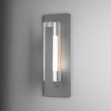 Hubbardton Forge 2020 Coastal Burnished Steel Clear Glass with Opal Diffuser (ZU) Vertical Bar Fluted Glass Medium Outdoor Sconce