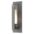 Hubbardton Forge 2020 Coastal Natural Iron Clear Glass with Opal Diffuser (ZU) Vertical Bar Fluted Glass Large Outdoor Sconce