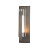 Hubbardton Forge 2020 Coastal Dark Smoke Clear Glass with Opal Diffuser (ZU) Vertical Bar Fluted Glass Large Outdoor Sconce