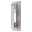 Hubbardton Forge 2020 Coastal Burnished Steel Clear Glass with Opal Diffuser (ZU) Vertical Bar Fluted Glass Large Outdoor Sconce