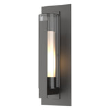 Hubbardton Forge 2020 Coastal Oil Rubbed Bronze Clear Glass with Opal Diffuser (ZU) Vertical Bar Fluted Glass Large Outdoor Sconce