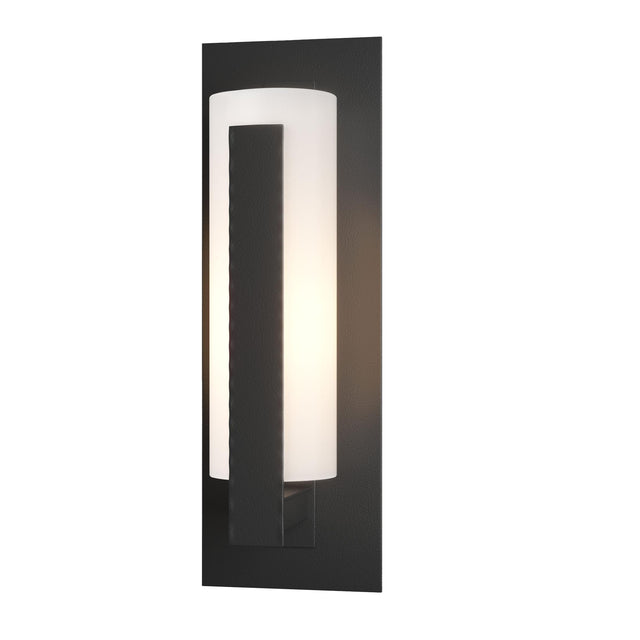 Hubbardton Forge 2002 Coastal Black Opal Glass (GG) Forged Vertical Bars Small Outdoor Sconce