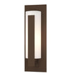 Hubbardton Forge 2002 Coastal Bronze Opal Glass (GG) Forged Vertical Bars Small Outdoor Sconce