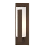 Hubbardton Forge 2002 Coastal Bronze Opal Glass (GG) Forged Vertical Bars Small Outdoor Sconce