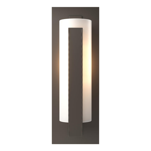 Hubbardton Forge 2002 Coastal Dark Smoke Opal Glass (GG) Forged Vertical Bars Outdoor Sconce