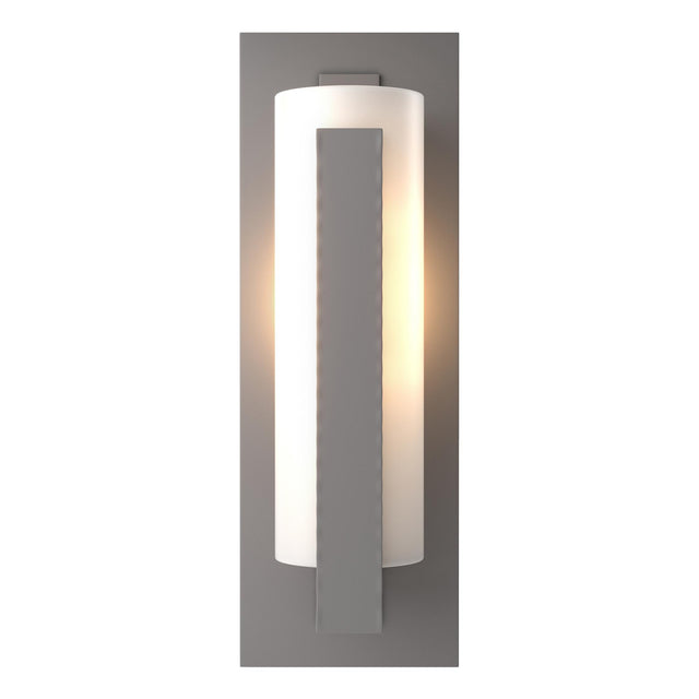 Hubbardton Forge 2002 Coastal Burnished Steel Opal Glass (GG) Forged Vertical Bars Outdoor Sconce