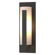 Hubbardton Forge 2002 Coastal Natural Iron Opal Glass (GG) Forged Vertical Bars Large Outdoor Sconce