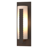 Hubbardton Forge 2002 Coastal Bronze Opal Glass (GG) Forged Vertical Bars Large Outdoor Sconce