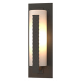 Hubbardton Forge 2002 Coastal Dark Smoke Opal Glass (GG) Forged Vertical Bars Large Outdoor Sconce