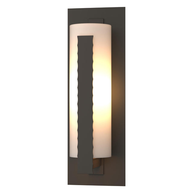 Hubbardton Forge 2002 Coastal Dark Smoke Opal Glass (GG) Forged Vertical Bars Large Outdoor Sconce