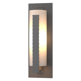 Hubbardton Forge 2002 Coastal Burnished Steel Opal Glass (GG) Forged Vertical Bars Large Outdoor Sconce