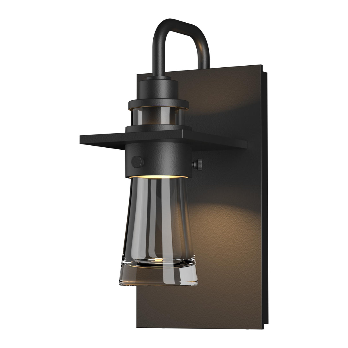 Hubbardton Forge 2012 Coastal Black Clear Glass (ZM) Erlenmeyer Small Outdoor Sconce