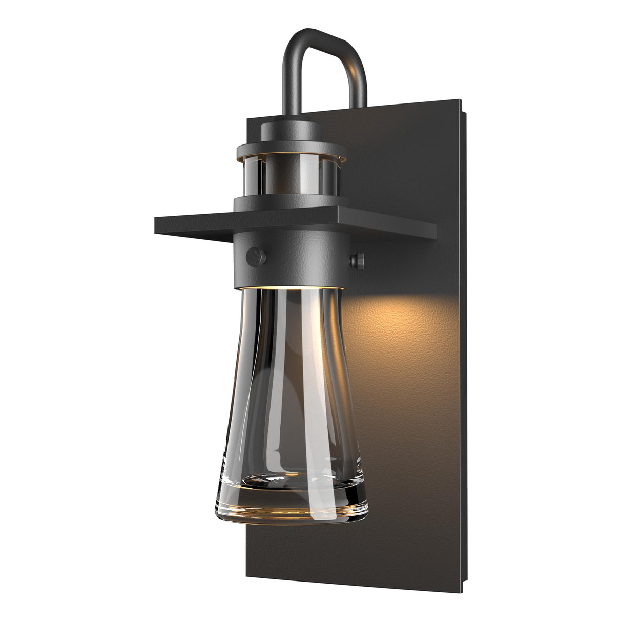 Hubbardton Forge 2012 Coastal Black Clear Glass (ZM) Erlenmeyer Medium Outdoor Sconce