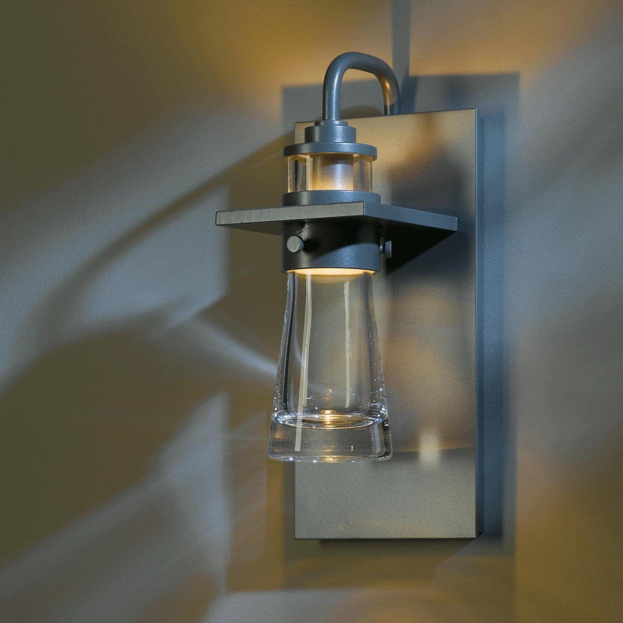 Hubbardton Forge 2012 Coastal Burnished Steel Clear Glass (ZM) Erlenmeyer Medium Outdoor Sconce